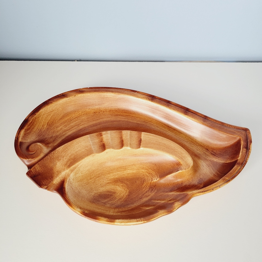 Vintage Japan Large Ceramic Brown Leaf Ash Tray